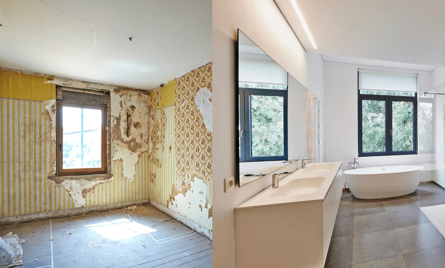Before and after demolition comparison