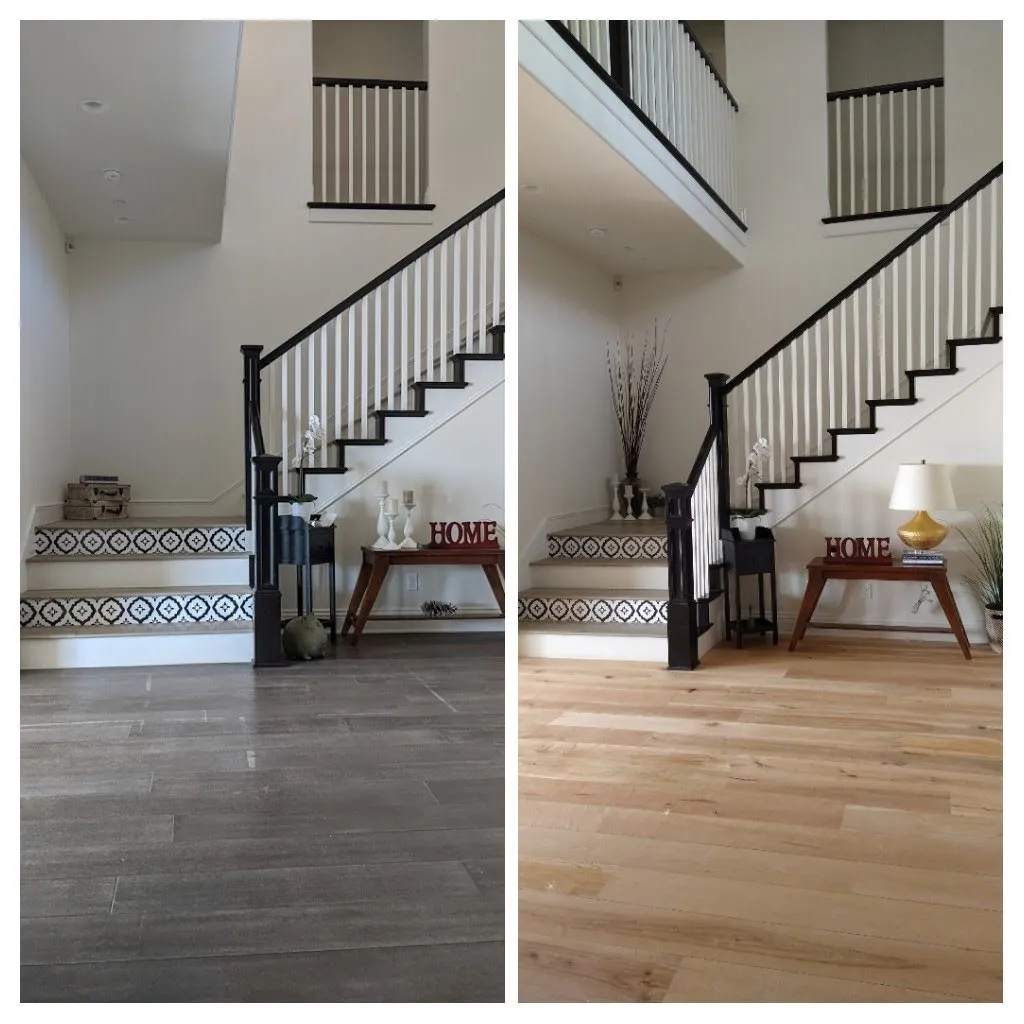 Before and after flooring renovation comparison
